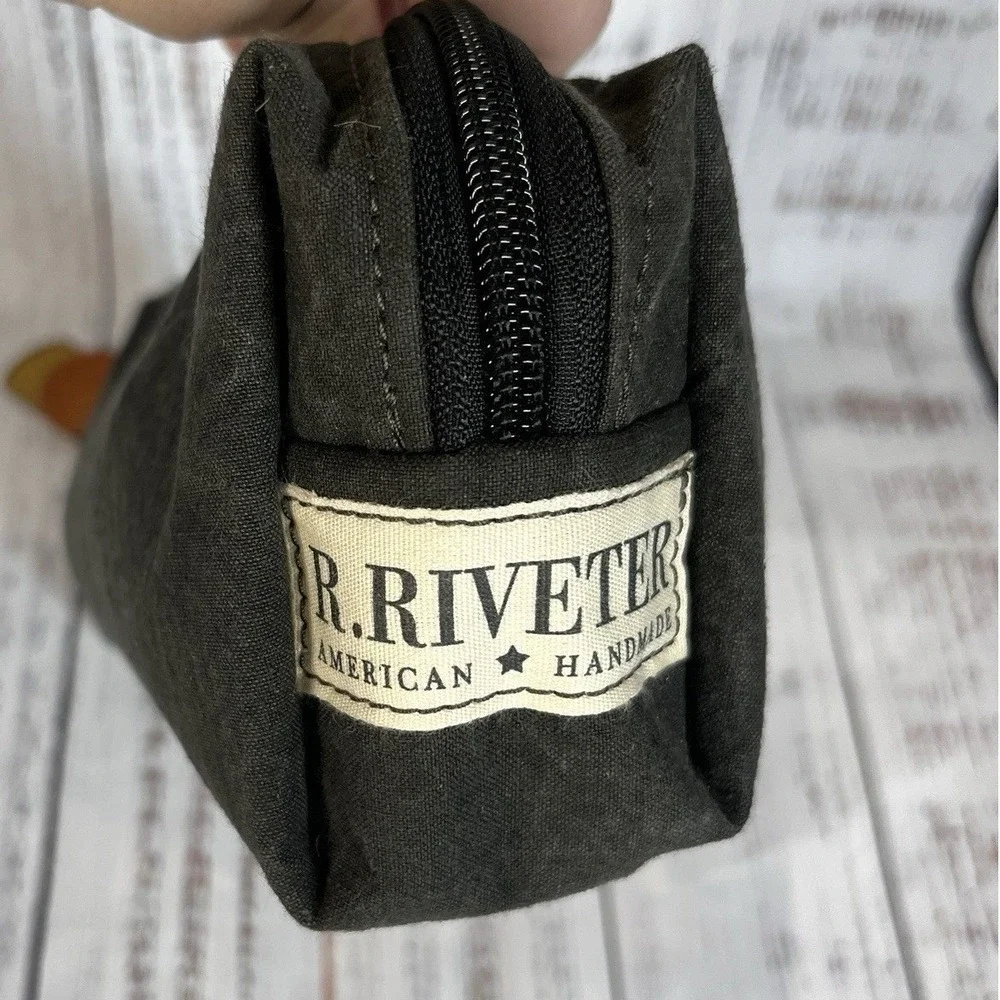 R. Riveter Black Canvas Mini Dopp Kit Distressed Canvas Military Handmade In USA